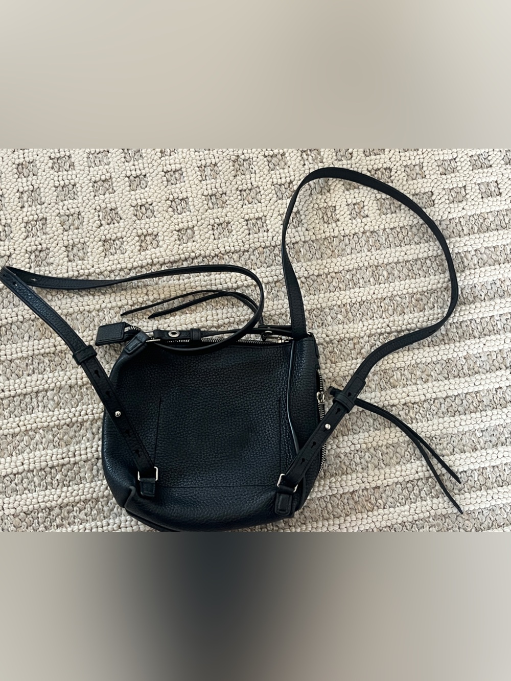 All saints black leather small Backpack!